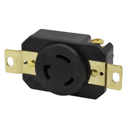 20A, 250V, NEMA L6-20R Flush Mounting Locking Industrial Grade Receptacle